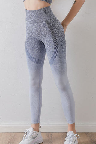 Shop Grey Blue Gradient High Waist Sports Leggings - High-Quality U.S. Made Women’s Fashion with Free & Fast Shipping