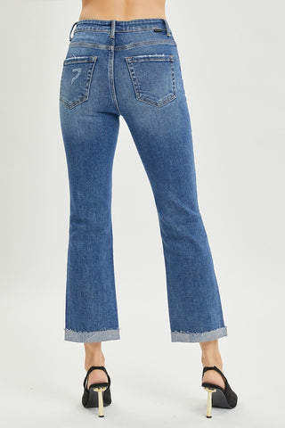 Shop RISEN Full Size Button Fly Cropped Bootcut Jeans - High-Quality U.S. Made Women’s Fashion with Free & Fast Shipping