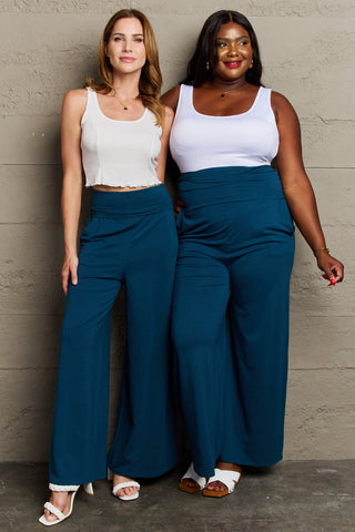 Shop Deep Teal Culture Code My Best Wish Full Size High Waisted Palazzo Pants - High-Quality U.S. Made Women’s Fashion with Free & Fast Shipping