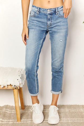 Shop Kancan Full Size Mid Rise Slim Boyfriend Jeans - High-Quality U.S. Made Women’s Fashion with Free & Fast Shipping