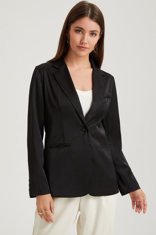 Shop Long Sleeve Lapel Collar Blazer - High-Quality U.S. Made Women’s Fashion with Free & Fast Shipping