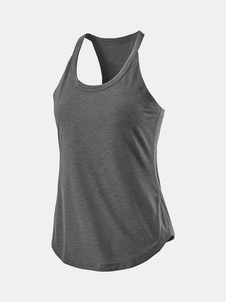 Shop Dark Gray Scoop Neck Active Tank - High-Quality U.S. Made Women’s Fashion with Free & Fast Shipping