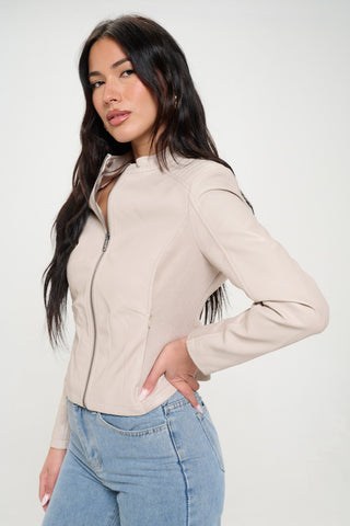 Shop Coalition LA Zip Up Vegan Moto Jacket - High-Quality U.S. Made Women’s Fashion with Free & Fast Shipping