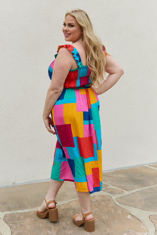 Shop And The Why Multicolored Square Print Summer Dress - High-Quality U.S. Made Women’s Fashion with Free & Fast Shipping