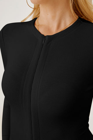 Shop Zip Up Long Sleeve Bodysuit - High-Quality U.S. Made Women’s Fashion with Free & Fast Shipping