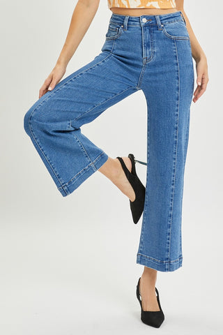 Shop Solid Medium RISEN Full Size High Rise Wide Leg Jeans - High-Quality U.S. Made Women’s Fashion with Free & Fast Shipping