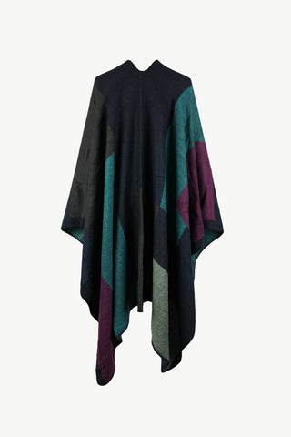 Shop Color Block Open Front Poncho - High-Quality U.S. Made Women’s Fashion with Free & Fast Shipping