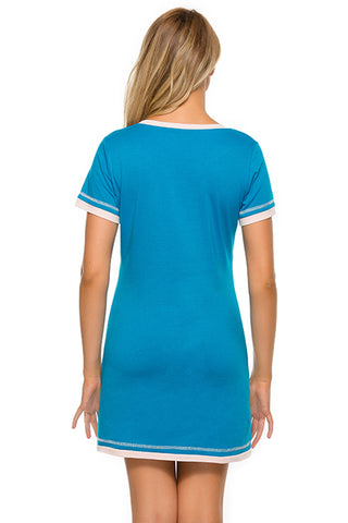 Shop Contrast Trim Short Sleeve Lounge Dress - High-Quality U.S. Made Women’s Fashion with Free & Fast Shipping