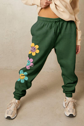 Shop Simply Love Simply Love Full Size Drawstring Flower Graphic Long Sweatpants - High-Quality U.S. Made Women’s Fashion with Free Fast Shipping