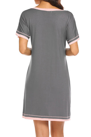 Shop Contrast Trim Short Sleeve Lounge Dress - High-Quality U.S. Made Women’s Fashion with Free & Fast Shipping