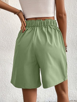 Shop Pocketed Half Elastic Waist Shorts - High-Quality U.S. Made Women’s Fashion with Free Fast Shipping