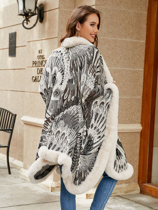 Shop Printed Open Front Poncho - High-Quality U.S. Made Women’s Fashion with Free Fast Shipping