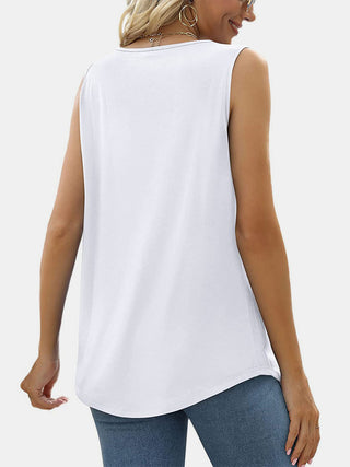 Shop Ruched Square Neck Tank - High-Quality U.S. Made Women’s Fashion with Free & Fast Shipping