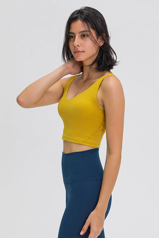 Shop Yellow Millennia Scoop Back Sports Bra - High-Quality U.S. Made Women’s Fashion with Free & Fast Shipping