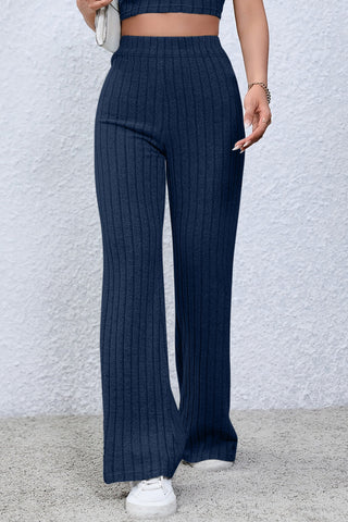 Shop Basic Bae Full Size Ribbed High Waist Flare Pants - High-Quality U.S. Made Women’s Fashion with Free & Fast Shipping