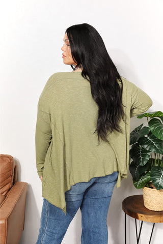 Shop HEYSON Full Size Oversized Super Soft Rib Layering Top with a Sharkbite Hem and Round Neck - High-Quality U.S. Made Women’s Fashion with Free & Fast Shipping