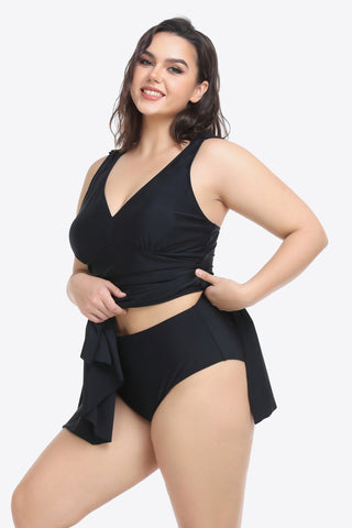 Shop Plus Size Plunge Sleeveless Two-Piece Swimsuit - High-Quality U.S. Made Women’s Fashion with Free Fast Shipping