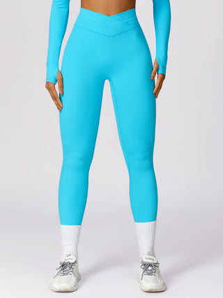 Shop Sky Blue High Waist Active Leggings - High-Quality U.S. Made Women’s Fashion with Free & Fast Shipping