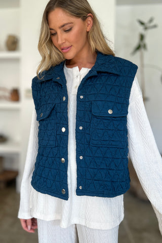 Shop Double Take Full Size Pocketed Texture Snap Down Vest Coat - High-Quality U.S. Made Women’s Fashion with Free Fast Shipping