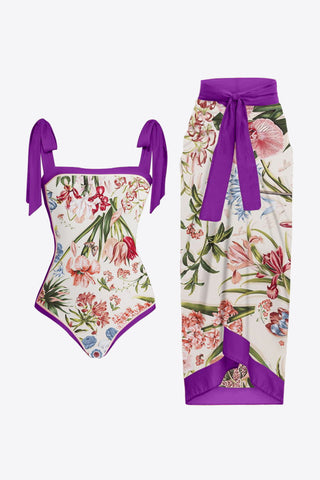 Shop Floral Tie Shoulder Two-Piece Swim Set - High-Quality U.S. Made Women’s Fashion with Free Fast Shipping