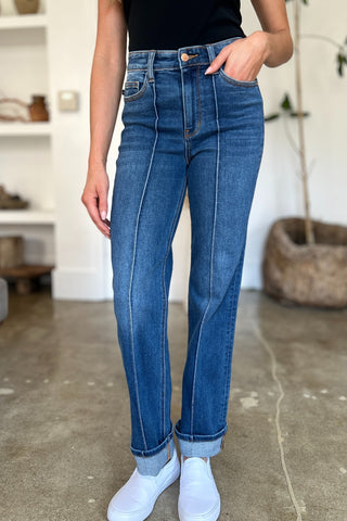 Shop Judy Blue Full Size High Waist Front Seam Detail Straight Jeans - High-Quality U.S. Made Women’s Fashion with Free & Fast Shipping