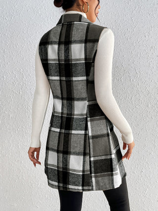 Shop Honey Plaid Button Up Vest Coat - High-Quality U.S. Made Women’s Fashion with Free Fast Shipping