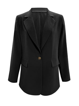 Shop Lapel Collar Long Sleeve Blazer - High-Quality U.S. Made Women’s Fashion with Free & Fast Shipping