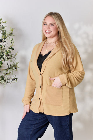 Shop Heimish Full Size Button Up Long Sleeve Cardigan - High-Quality U.S. Made Women’s Fashion with Free & Fast Shipping