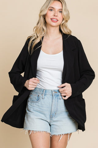 Shop Black Culture Code One Button Long Sleeve Blazer with Pockets - High-Quality U.S. Made Women’s Fashion with Free & Fast Shipping