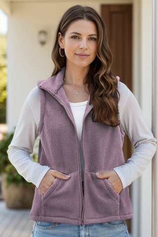 Shop Zip Up Vest Coat with Pockets - High-Quality U.S. Made Women’s Fashion with Free Fast Shipping