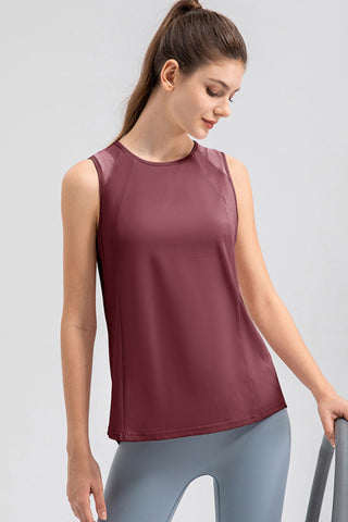 Shop Round Neck Wide strap Active Tank - High-Quality U.S. Made Women’s Fashion with Free & Fast Shipping