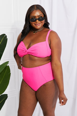 Shop Marina West Swim Take A Dip Twist High-Rise Bikini in Pink - High-Quality U.S. Made Women’s Fashion with Free Fast Shipping