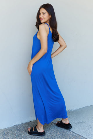 Shop Ninexis Good Energy Full Size Cami Side Slit Maxi Dress in Royal Blue - High-Quality U.S. Made Women’s Fashion with Free & Fast Shipping