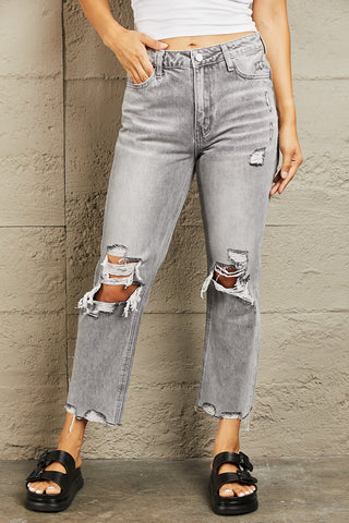 Shop BAYEAS High Waisted Cropped Straight Jeans - High-Quality U.S. Made Women’s Fashion with Free & Fast Shipping