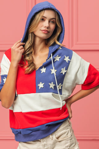 Shop BiBi American Flag Theme Hoodie - High-Quality U.S. Made Women’s Fashion with Free & Fast Shipping