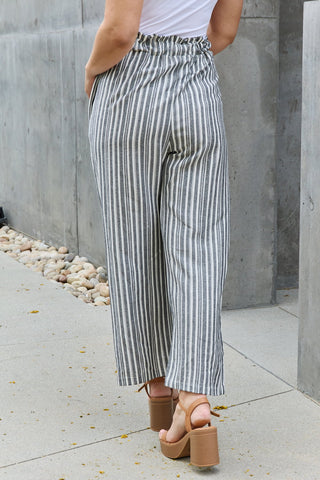 Shop Heimish Find Your Path Full Size Paperbag Waist Striped Culotte Pants - High-Quality U.S. Made Women’s Fashion with Free & Fast Shipping