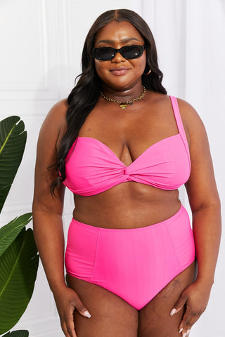 Shop Marina West Swim Take A Dip Twist High-Rise Bikini in Pink - High-Quality U.S. Made Women’s Fashion with Free Fast Shipping