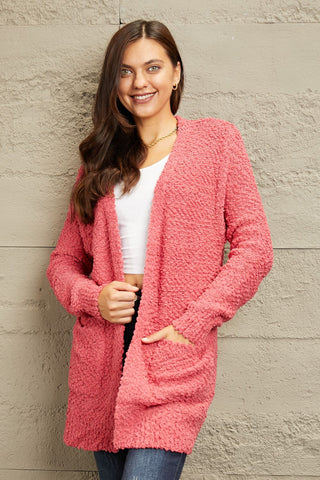 Shop Zenana Falling For You Full Size Open Front Popcorn Cardigan - High-Quality U.S. Made Women’s Fashion with Free & Fast Shipping