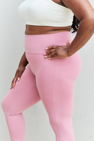 Shop Zenana Fit For You Full Size High Waist Active Leggings in Light Rose - High-Quality U.S. Made Women’s Fashion with Free & Fast Shipping