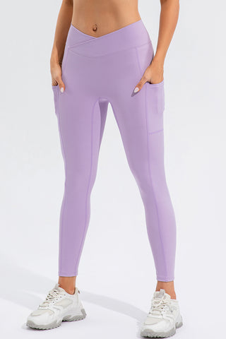 Shop Lavender High Waist Active Leggings with Pockets - High-Quality U.S. Made Women’s Fashion with Free & Fast Shipping