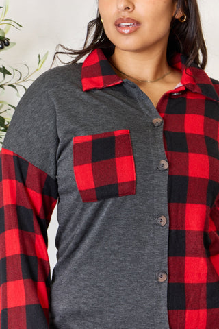 Shop Heimish Full Size Plaid Button Down Shacket - High-Quality U.S. Made Women’s Fashion with Free & Fast Shipping