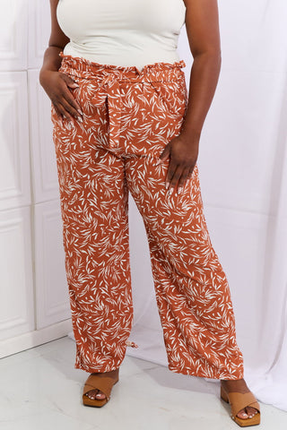 Shop Heimish Right Angle Full Size Geometric Printed Pants in Red Orange - High-Quality U.S. Made Women’s Fashion with Free & Fast Shipping