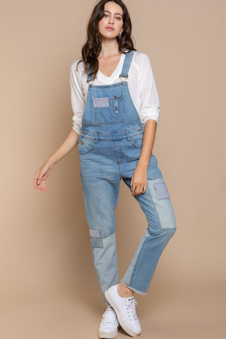 Shop POL Front Chest Zipper Slim Leg Denim Overalls - High-Quality U.S. Made Women’s Fashion with Free Fast Shipping