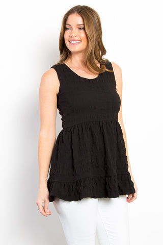 Shop Be Stage Ruffled Sleeveless Babydoll Top - High-Quality U.S. Made Women’s Fashion with Free & Fast Shipping