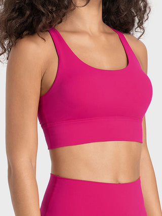 Shop Hot Pink Millennia Crisscross Scoop Neck Active Tank - High-Quality U.S. Made Women’s Fashion with Free & Fast Shipping