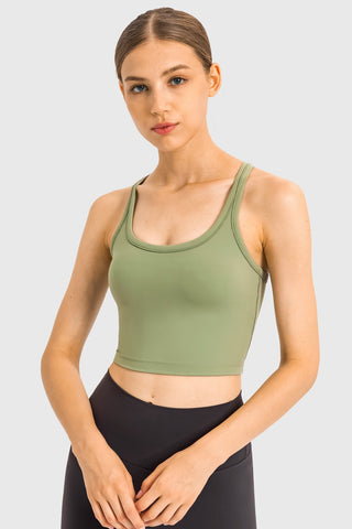 Shop Matcha Green Millennia Racerback Sports Bra - High-Quality U.S. Made Women’s Fashion with Free & Fast Shipping