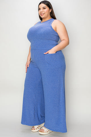 Shop Basic Bae Full Size Ribbed Tank and Wide Leg Pants Set - High-Quality U.S. Made Women’s Fashion with Free Fast Shipping