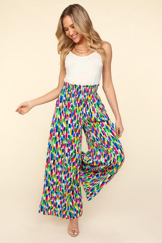 Shop Haptics Smocked Waist Abstract Print Pants - High-Quality U.S. Made Women’s Fashion with Free & Fast Shipping