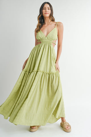 Shop Sage MABLE Cutout Waist Backless Maxi Dress - High-Quality U.S. Made Women’s Fashion with Free & Fast Shipping