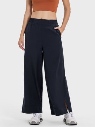 Shop Slit Wide Leg Active Pants - High-Quality U.S. Made Women’s Fashion with Free & Fast Shipping